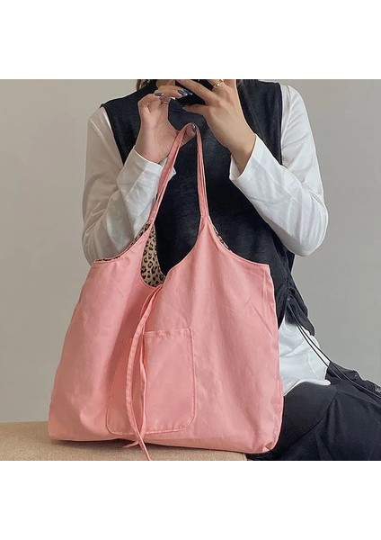 Leopar Tarzı 33X44CM Büyük Kapasiteli Kadın Kanvas Çanta Moda Leopar Desenli Kadın Omuz Çantaları Zıt Renkli Bayanlar Seyahat Rahat Tote (Yurt Dışından) fırsatları