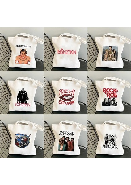 No.21 Tarzı 35X40CM Maneskin Alışveriş Çantaları Alışveriş Çantası Bez Çanta Çanta Omuz Çantası Yüksek Kapasiteli Kadın Pamuk Kanvas Çanta Plaj Çantası Unisex Moda (Yurt Dışından) fırsatları