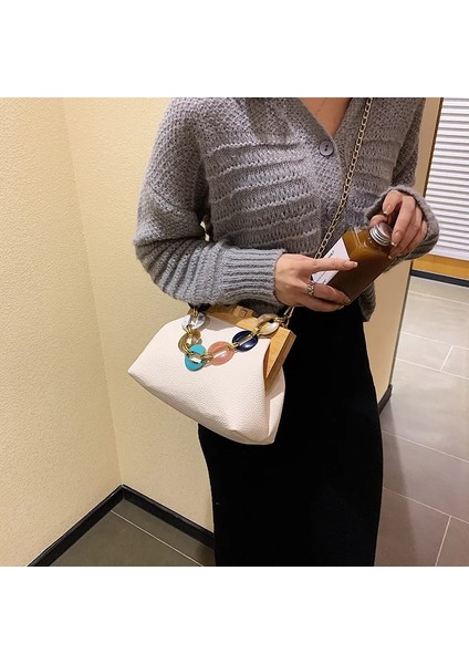 Beyaz Stil 25X11X18CM Ahşap Altın Klipsli Çanta Tasarımcısı Yeni Kişilik Ahşap Klipsli Messenger Çanta Renk Dain Kadın Omuz Çantası (Yurt Dışından) indirimleri