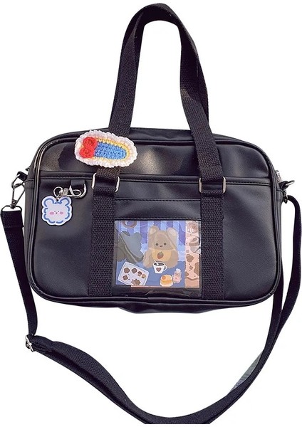 Siyah Stil Japon Kızlar Kawaii Jk Üniforma Okul El Çantası Kawaii Lolita Pu Çanta Üniversite Öğrencileri Messenger Çanta Cospaly Çantaları (Yurt Dışından) fırsatları
