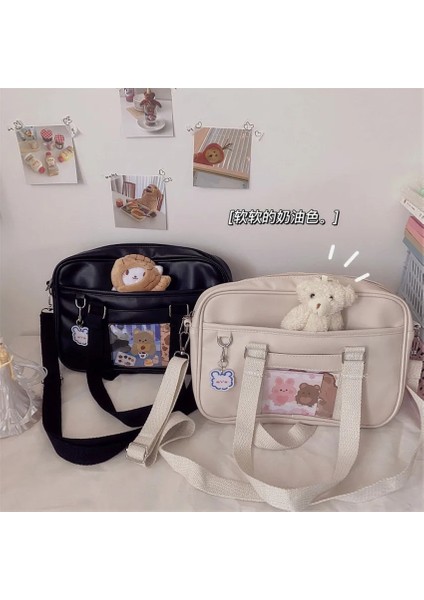 Siyah Stil Japon Kızlar Kawaii Jk Üniforma Okul El Çantası Kawaii Lolita Pu Çanta Üniversite Öğrencileri Messenger Çanta Cospaly Çantaları (Yurt Dışından) indirimleri