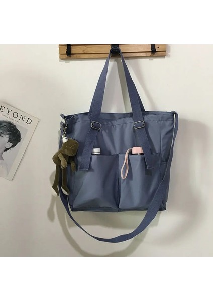 Green Pendant Style Su Geçirmez Çanta Büyük Kapasiteli Kanvas Çanta Kadın Haberci Koreli Öğrenci Harajuku Japon Tek Omuzlu Büyük Çanta Bez Çanta (Yurt Dışından) modelleri