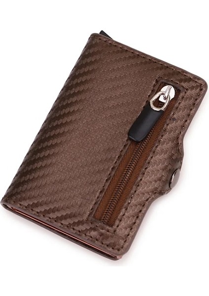 Karbon Altın Stili Gravür Karbon Fiber Kredi Kartı Tutacağı Erkek Cüzdan Kılıfı Rfid Engelleme Pop Up Kart Sahibi Alüminyum Metal Minimalist Cüzdan Güvenli (Yurt Dışından)