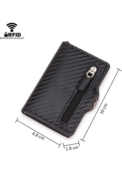 Karbon Altın Stili Gravür Karbon Fiber Kredi Kartı Tutacağı Erkek Cüzdan Kılıfı Rfid Engelleme Pop Up Kart Sahibi Alüminyum Metal Minimalist Cüzdan Güvenli (Yurt Dışından) modelleri