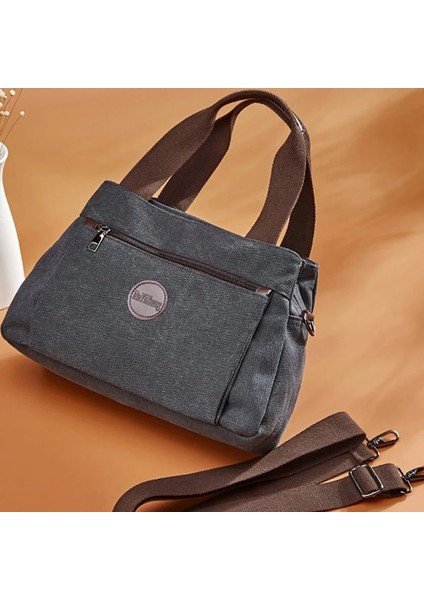 Siyah Stil Kadın Çanta Çanta Crossbody Kanvas Çanta Woma Için Big Bag Kanvas Omuz Tote Bayan Çanta Bayan Tasarımcı Postacı Çantaları (Yurt Dışından)