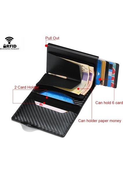 Mavi Stil Karbon Fiber Rfid Cüzdanlar Ince Ince Para Çantaları Kısa Küçük Erkek Çantalar Kart Sahibinin Yuvası Cüzdan Sihirli Akıllı Cüzdan Cartera Hombre (Yurt Dışından) modelleri