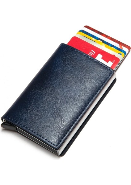 Mavi K9109 Stili Bycobecy Yeni Erkek Cüzdanı Fashioncarbon Fiber Anti Theft Rfid Akıllı Kartlık Cüzdanı Retro Basit Nötr Alüminyum Mini Cüzdan (Yurt Dışından) modelleri