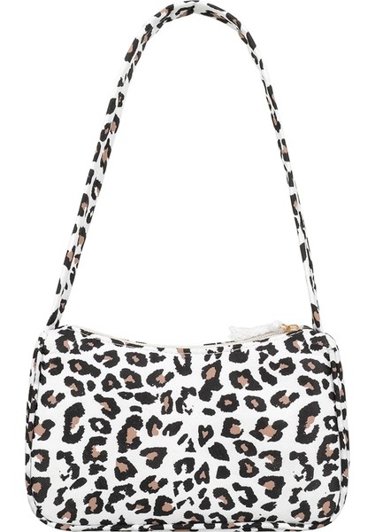 Leopar Tarzı Vintage Kadın Tuval Kelebek Inek Baskı Omuz Koltukaltı Çanta Rahat Bayan Çanta Kadın Seyahat Basit Üst-Kolu Çanta (Yurt Dışından)