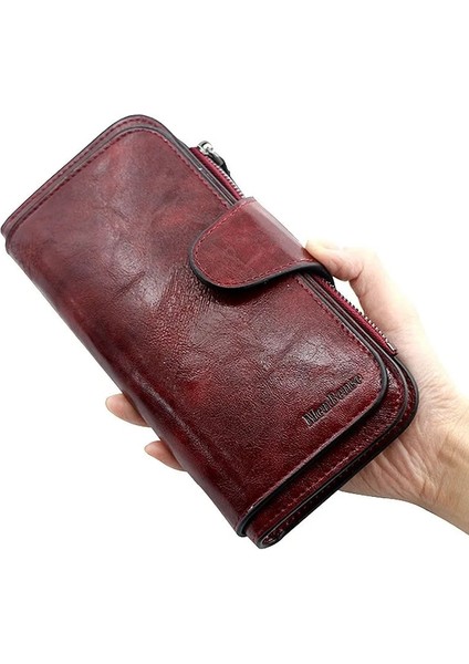 Kırmızı Stil Deriden Yapılmış Kadın Cüzdanı Cüzdanlar Üç Katlı Vıntage Bayan Cüzdanlar Cep Telefonu Çanta Bayan Bozuk Para Cüzdanı Carteira Feminina (Yurt Dışından) modelleri