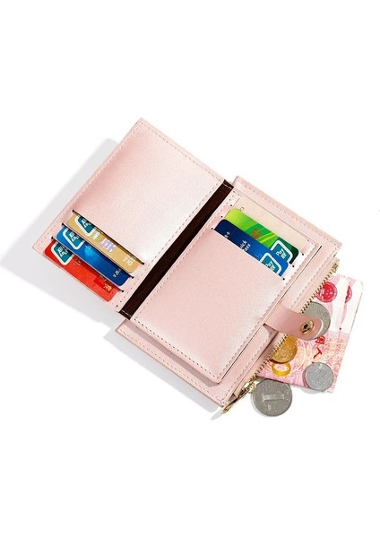 Pembe Tarzı Inci Lazer Pu Deri Fermuar Kadın Cüzdan Moda Kısa Bayan Bozuk Para Cüzdanı Çok Fonksiyonlu Kart Sahibinin Mini Kadın Para Klipsi (Yurt Dışından) modelleri