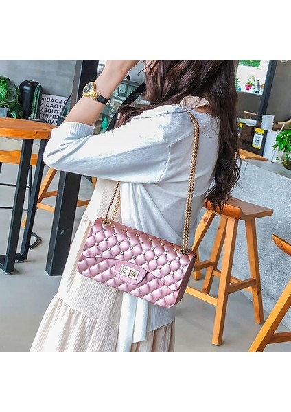 Mavi Göl Stili 2020 Yeni Kadın Yaz Şekeri Renkli Lüks Çanta Pvc Silikon Jöle Omuz Çantası Zincirler Kız Crossbody Çanta Ana Kesesi (Yurt Dışından) fırsatları