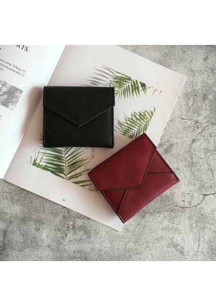 Siyah Stil Cüzdan Kadın Katlanabilir Katı Basit Mini Çanta Bayan Para Çantaları Çanta Eğlence Pu Deri Kart Sahibinin Kore Tarzı Moda Ulzzang (Yurt Dışından) fırsatları