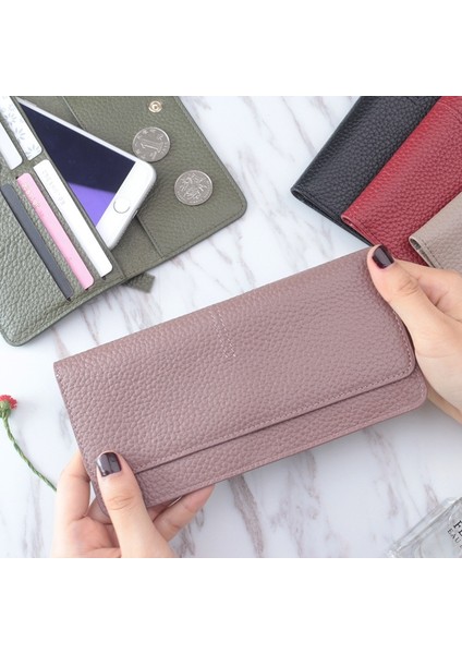 Sarı Stil Hakiki Deri Kadın Cüzdan Moda Düz Renk Bozuk Para Cüzdanı Çok Fonksiyonlu Dana Kadın Uzun Kadın Çantalar Fermuar Kart Sahibinin (Yurt Dışından) fiyatları