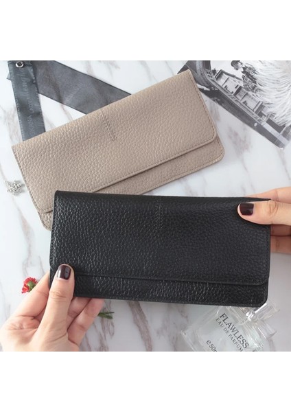 Sarı Stil Hakiki Deri Kadın Cüzdan Moda Düz Renk Bozuk Para Cüzdanı Çok Fonksiyonlu Dana Kadın Uzun Kadın Çantalar Fermuar Kart Sahibinin (Yurt Dışından) modelleri