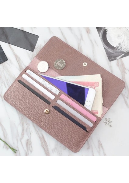 Sarı Stil Hakiki Deri Kadın Cüzdan Moda Düz Renk Bozuk Para Cüzdanı Çok Fonksiyonlu Dana Kadın Uzun Kadın Çantalar Fermuar Kart Sahibinin (Yurt Dışından) fırsatları
