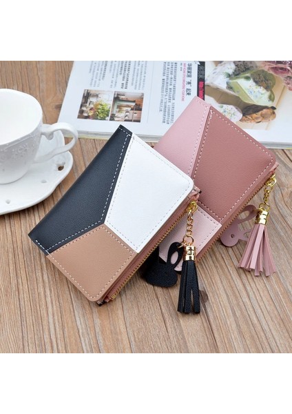 Siyah Stil Yeni Varış Cüzdan Kısa Kadın Cüzdanları Fermuarlı Çanta Patchwork Moda Panelli Cüzdanlar Trendy Bozuk Para Cüzdanı Kart Sahibinin Deri (Yurt Dışından)