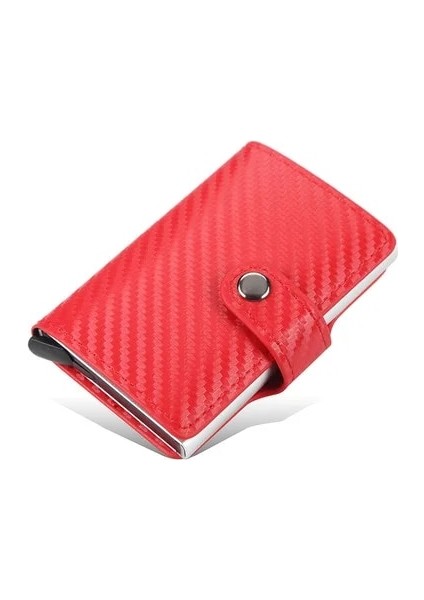 Kırmızı 01 Stili Yeni Erkek Kadın Akıllı Cüzdan Kredi Bankası Kart Sahibi Moda Çanta Alüminyum Alaşım Iş Rahat Mini Cüzdan Pu Çanta (Yurt Dışından)