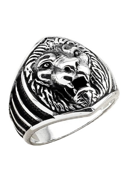 Erkek Yüzük Gümüş 925MOTORCU Aslan Kafası