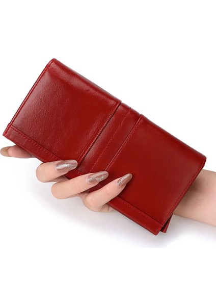Kırmızı M Stili Kavıs Kadın Cüzdan Moda Uzun Deri En Li Kart Sahibinin Klasik Kadın Çanta Fermuar Kız Için Kullanışlı Pasaport Cüzdanı (Yurt Dışından)