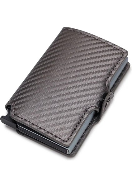 Karbon Grisi Stili Dıenqı Karbon Fiber Kart Sahipleri Cüzdan Erkek Deri Mini Ince Cüzdan Para Çantası Metal Rfıd Kadın Ince Küçük Akıllı Vale (Yurt Dışından)