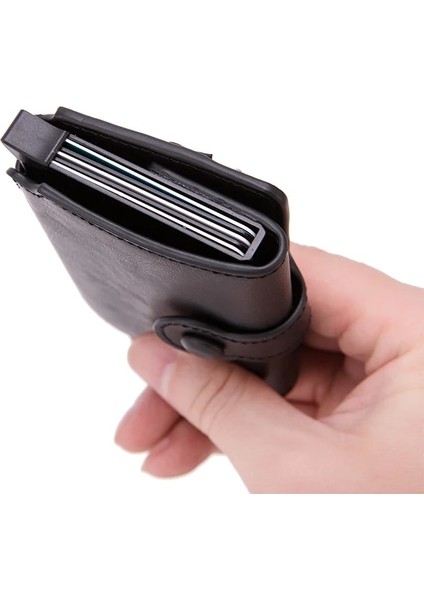 Tanxian Siyah X-59 Stili Zovyvol Rfıd Seyahat Cüzdanı Bozuk Para Cüzdanı En Li Erkekler Akıllı Cüzdan Moda Düğmesi Para Çantası Metal Alüminyum Oto Pop-Up (Yurt Dışından) fırsatları