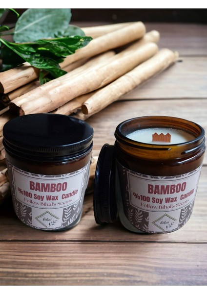 Bambu Kokulu Soya Wax Ahşap Fitil Mum (250ML - 510 Gr)