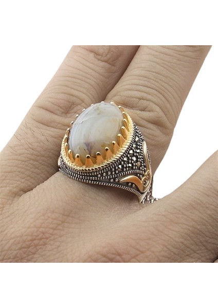 Erkek Yüzük Gümüş 925 Yemen Akik Taşlı fiyatları