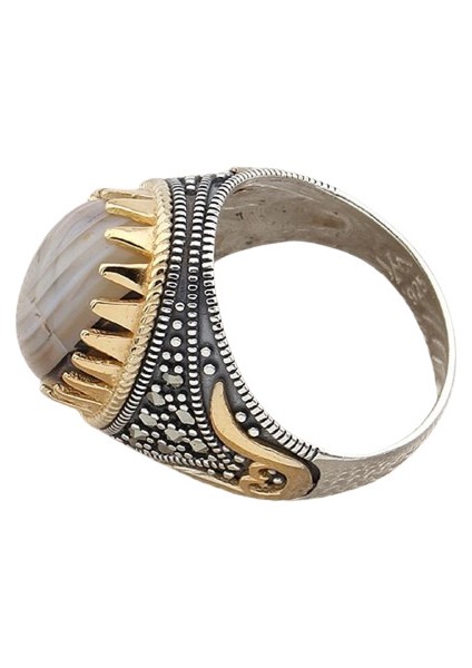 Erkek Yüzük Gümüş 925 Yemen Akik Taşlı modelleri