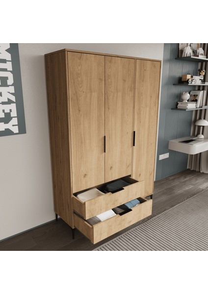 Home Aden 3 Kapaklı Çekmeceli Sepet Gardırop , Elbise Dolabı, Raflı Dolap modelleri