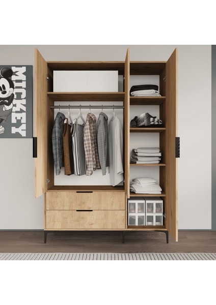 Home Aden 3 Kapaklı Çekmeceli Sepet Gardırop , Elbise Dolabı, Raflı Dolap fırsatları