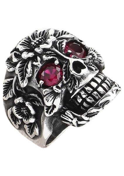 Erkek Yüzük Gümüş 925 Motorcu Kurukafa