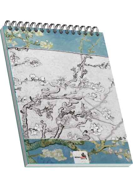 Almond Blossoms, Van Gogh 1890, A5 Eskiz Defter Iı, Çizgisiz, 100 Sayfa, 100 Gram, Beyaz Renk