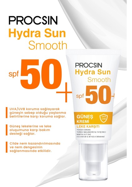 Procsın Hydra Sun SPF50+ Yoğun Nemlendirici Yatıştırıcı Leke Karşıtı Cam Cilt Güneş Kremi Pa++++