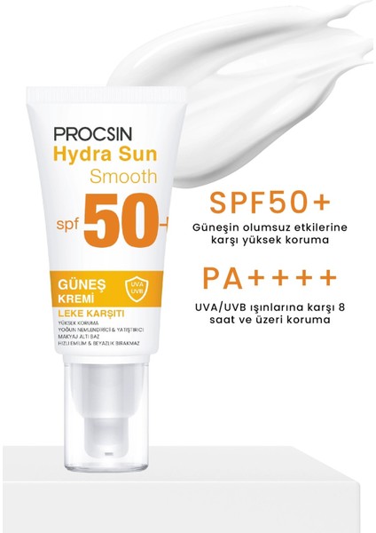 Procsın Hydra Sun SPF50+ Yoğun Nemlendirici Yatıştırıcı Leke Karşıtı Cam Cilt Güneş Kremi Pa++++