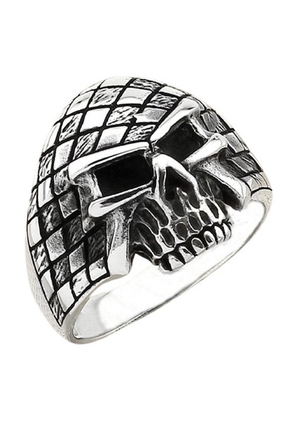 Erkek Yüzük Gümüş 925 Motorcu Kurukafa