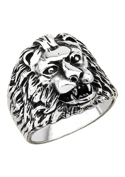 Erkek Yüzük Gümüş 925 Aslan Kafası