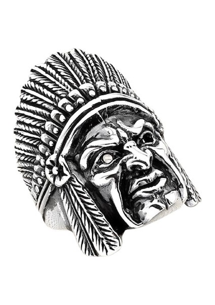 Erkek Yüzük Gümüş 925 Motorcu Kızılderili