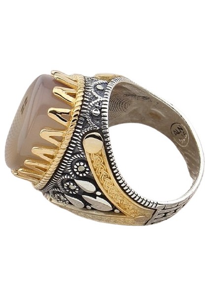 Erkek Yüzük Gümüş 925 Yemen Akik Taşlı modelleri