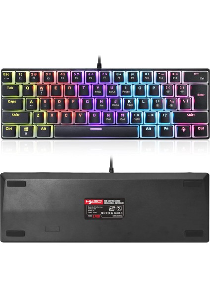 Blue Switch Mekanik Oyuncu Klavye - 61Key Full RGB Pudding Keycap Mavi Tuş HXSJ L700