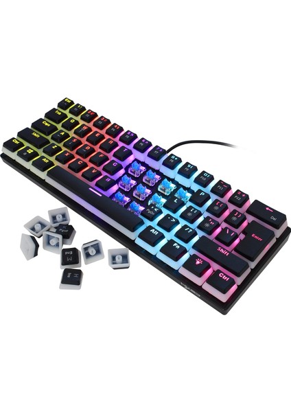 Blue Switch Mekanik Oyuncu Klavye - 61Key Full RGB Pudding Keycap Mavi Tuş HXSJ L700