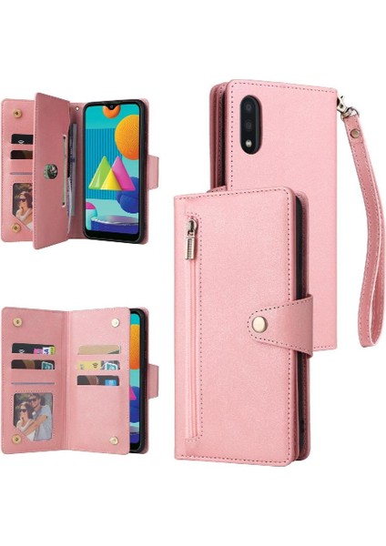 El ile Samsung Galaxy A02 Kart Tutucu Fermuar Cüzdan Kapak Için Kılıf (Yurt Dışından)