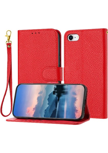 Iphone 7/8 Için Telefon Kılıfı Pu Deri Litch Desen Cüzdan Flip Folio Kart (Yurt Dışından)