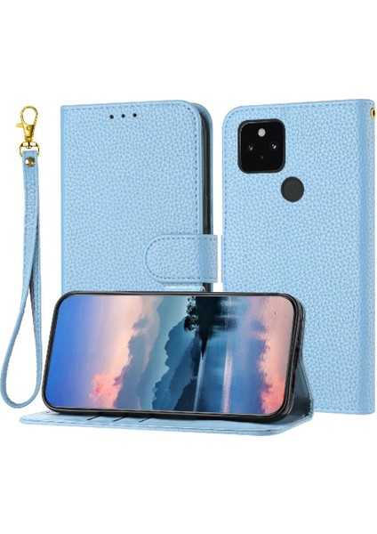 Google Piksel 5 Xl Cüzdan Litch Desen Kart Yuvaları Tutucu Pu Için Telefon Kılıfı (Yurt Dışından)