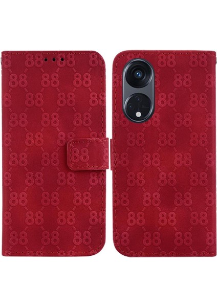 Telefon Kılıfı Için Oppo Oppo 8t 5g Kickstand Çift 8 Kabartmalı Pu Deri Kart (Yurt Dışından)