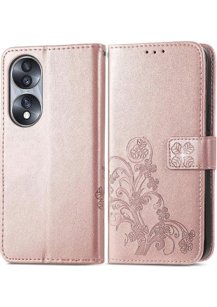 Huawei Onur 70 Flip Kapak Kılıf Için Kılıf Kısa Kayış Dört Yaprak (Yurt Dışından)
