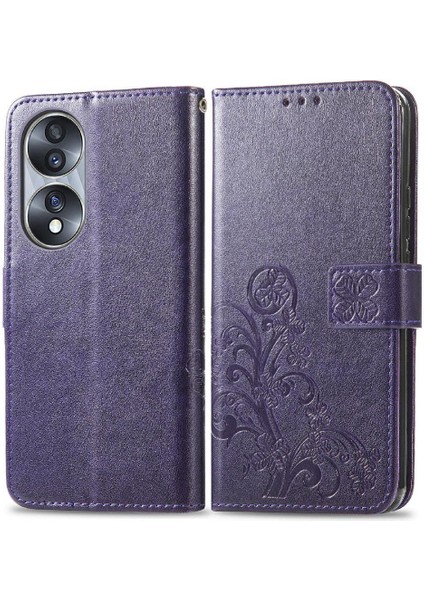 Huawei Onur 70 Flip Kapak Kılıf Için Kılıf Kısa Kayış Dört Yaprak (Yurt Dışından)