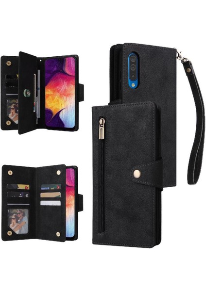 Samsung Galaxy A50/A50S/A30S Fermuar Cüzdan Kapak Manyetik Deri (Yurt Dışından)