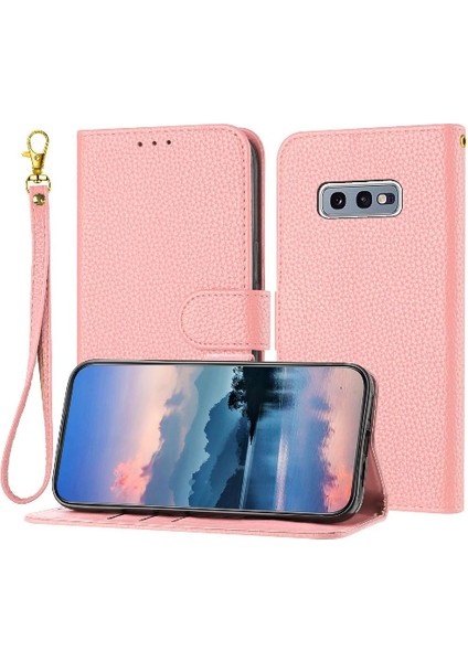 Samsung Galaxy S10E Cüzdan Pu Deri Litchi Desen Flip Için Telefon Kılıfı (Yurt Dışından)