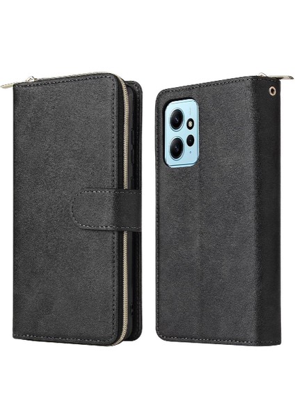 Xiaomi Redmi Için Not 12 4g Cüzdan Kılıf 9 Kart Yuvaları ile Fermuar Çevirin (Yurt Dışından)