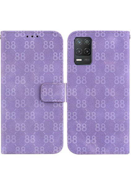 Realme Için Telefon Kılıfı 8 5g/8s 5g Çift 8 Kabartmalı Pu Deri Kart Tutucu (Yurt Dışından)